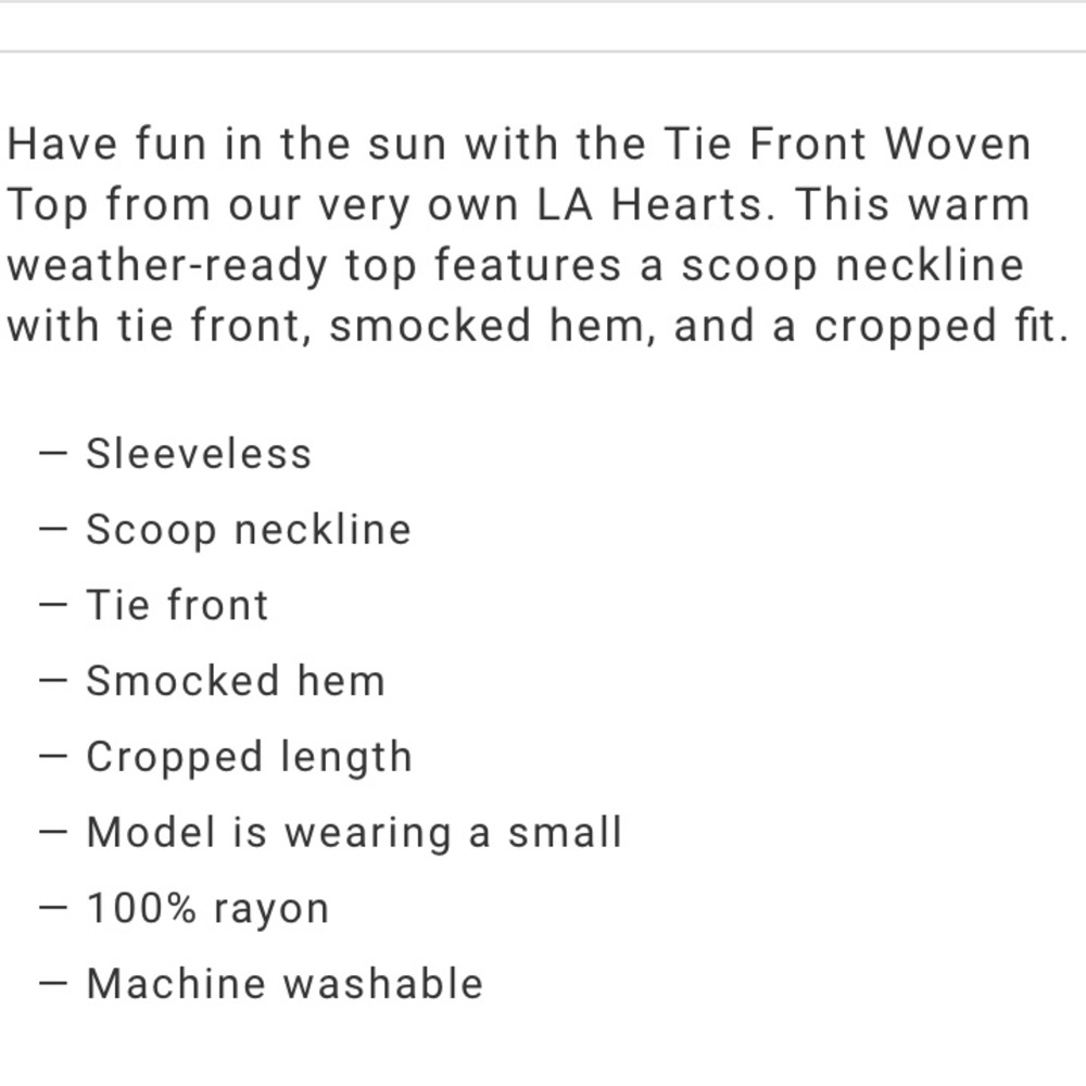 SOLD Pacsun LA Hearts tie front woven top - Picture 4 of 4